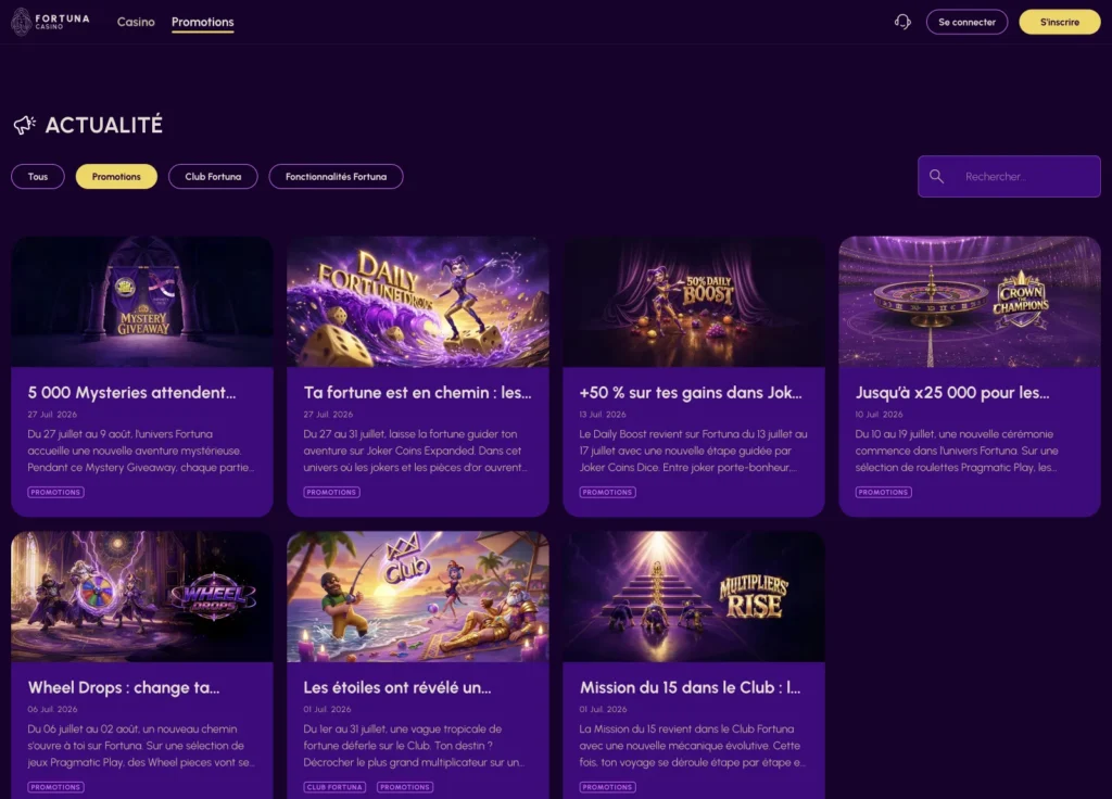 promotions fortuna casino Belgique