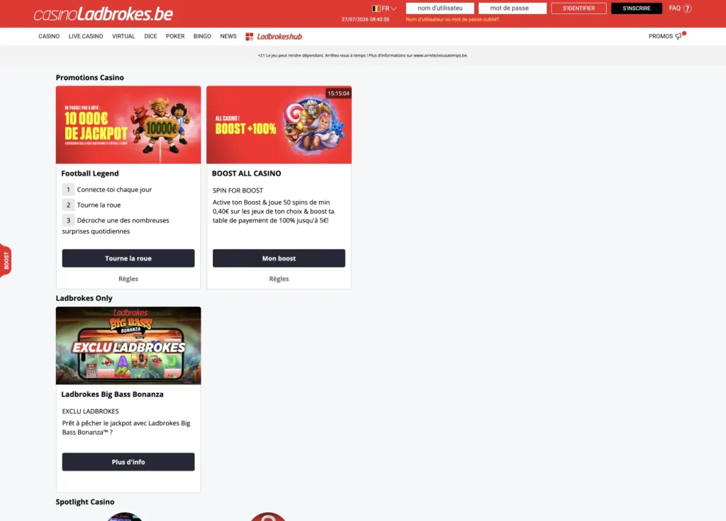 promotions ladbrokes casino Belgique