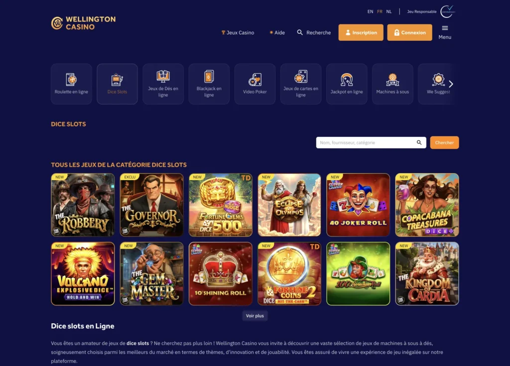 wellington dice slots casino